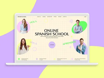 Alternative concept for Online Spanish School website conceptdesign creativeagency design designconcept digitalstudio dribbble figmadesign landingpage spanishschool ui ux uxuidesign votakdigital webdesign webinspiration