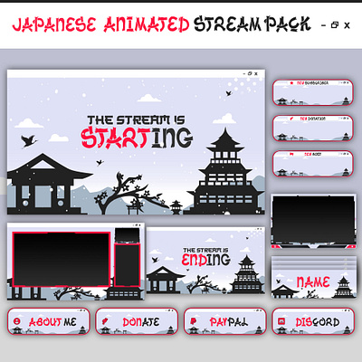 Japanese Animated Stream Package: For Twitch Overlay and kick animated pack stream animated screens banner design graphic design kick kick overlay kick pack kick pack overlay kick screens kick stream animated overlay pack stream overlay screens stream overlays stream pack ovelay twitch animated sreens twitch overlay twitch pack overlay twitch stream twitch stream overlay