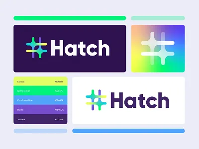 Hatch - Logo Design brand identity design branding create creativity freelance logo design gradient logo hashtag hatch illustration jeroen van eerden logo modern logo overlap social spark star styleguide team teamwork visual identity design