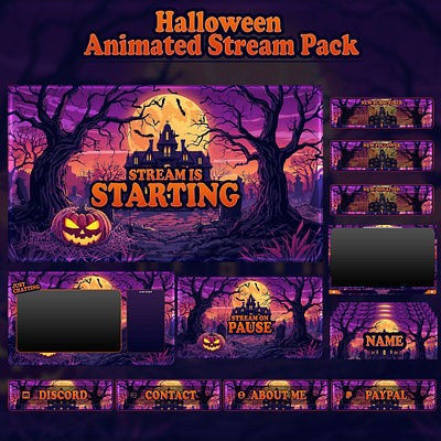 Halloween Animated Stream Package : For Twitch Overlay, kick animated pack stream animated screens banner design graphic design kick kick overlay kick overlay stream kick pack kick screens kick stream animated overlay pack stream overlay screens stream overlays stream pack ovelay twitch overlay twitch pack animated screens twitch stream twitch stream overlay