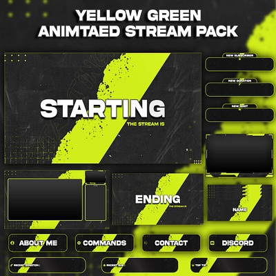 Yellow Green Animated Stream Package : For Twitch Overlay, kick animated pack stream animated screens banner design graphic design kick kick animated screens kick overlay kick pack kick pack overlay kick screens kick stream animated overlay kick twitch overlay pack stream overlay screens stream overlays stream pack ovelay twitch overlay twitch stream twitch stream overlay