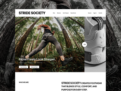 STRIDE SOCIETY - Landing Page Design branding graphic design landing page lifestyle website design shoes website stride society trend website 2025 ui uiux uiux design user experience user interface ux web design website design