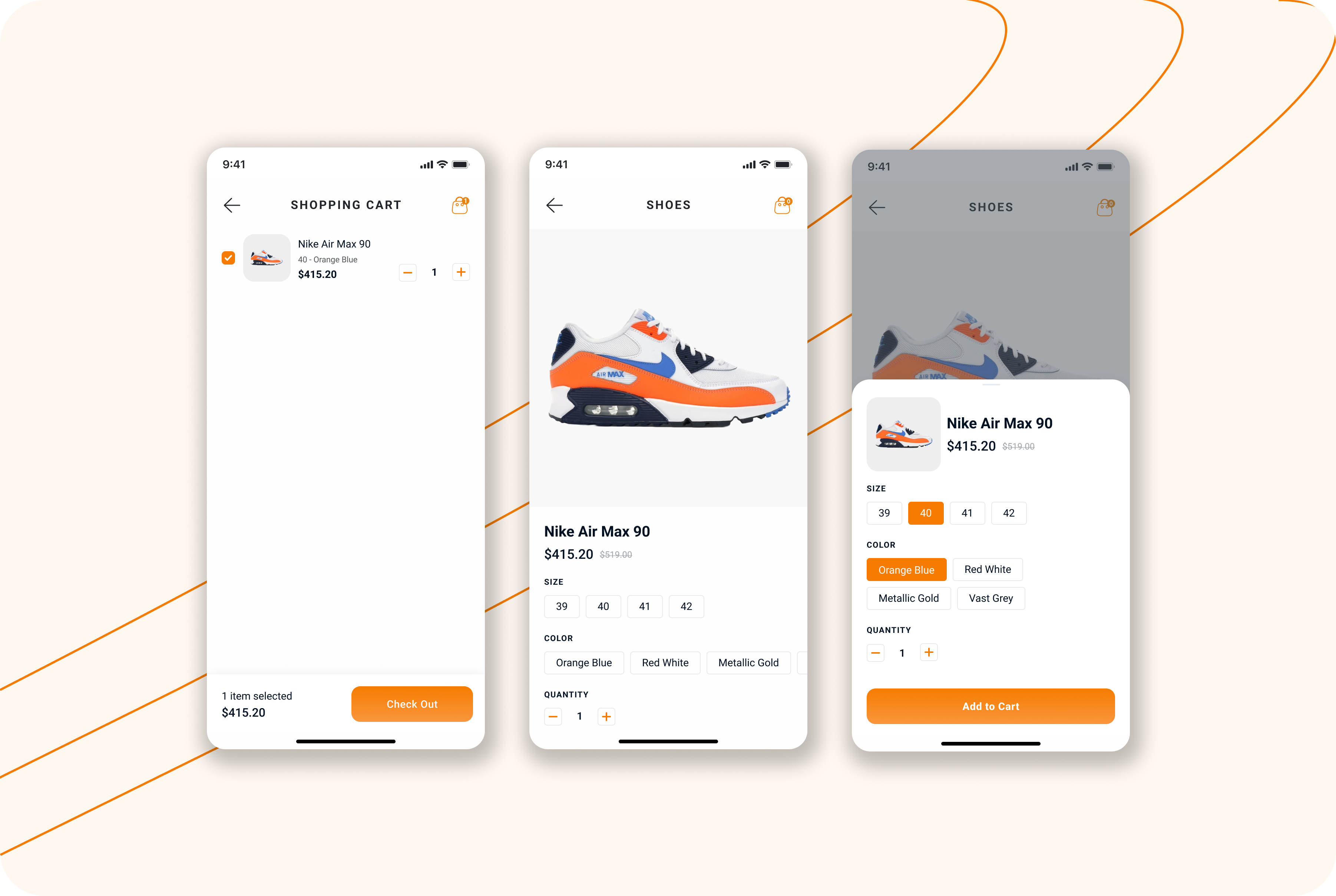 📱 Cartsier - Check Out App UI Design app application branding cart check out clothing design e commerce mobile orange screen shop shopping sport ui ui daily uidaily ux warm woman