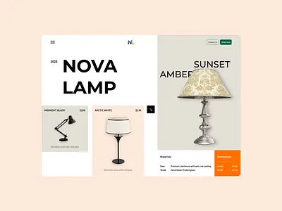 Nova Lamp – Modern Product Page UI branding design design idea figma graphic design idea inspiration lamp modern table lamp ui uiux webdesign