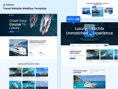 Sailora - Travel Website Webflow Template mobile friendly responsive seo friendly travel website uiux web design web development webflow webflow agency webflow template