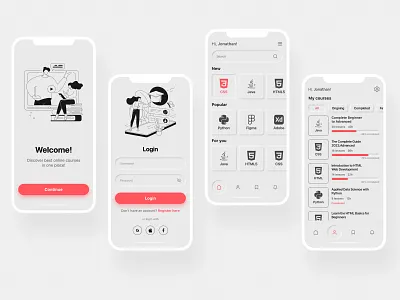 Online education app agency app design illustration neumorphic neumorphism ui ux vector