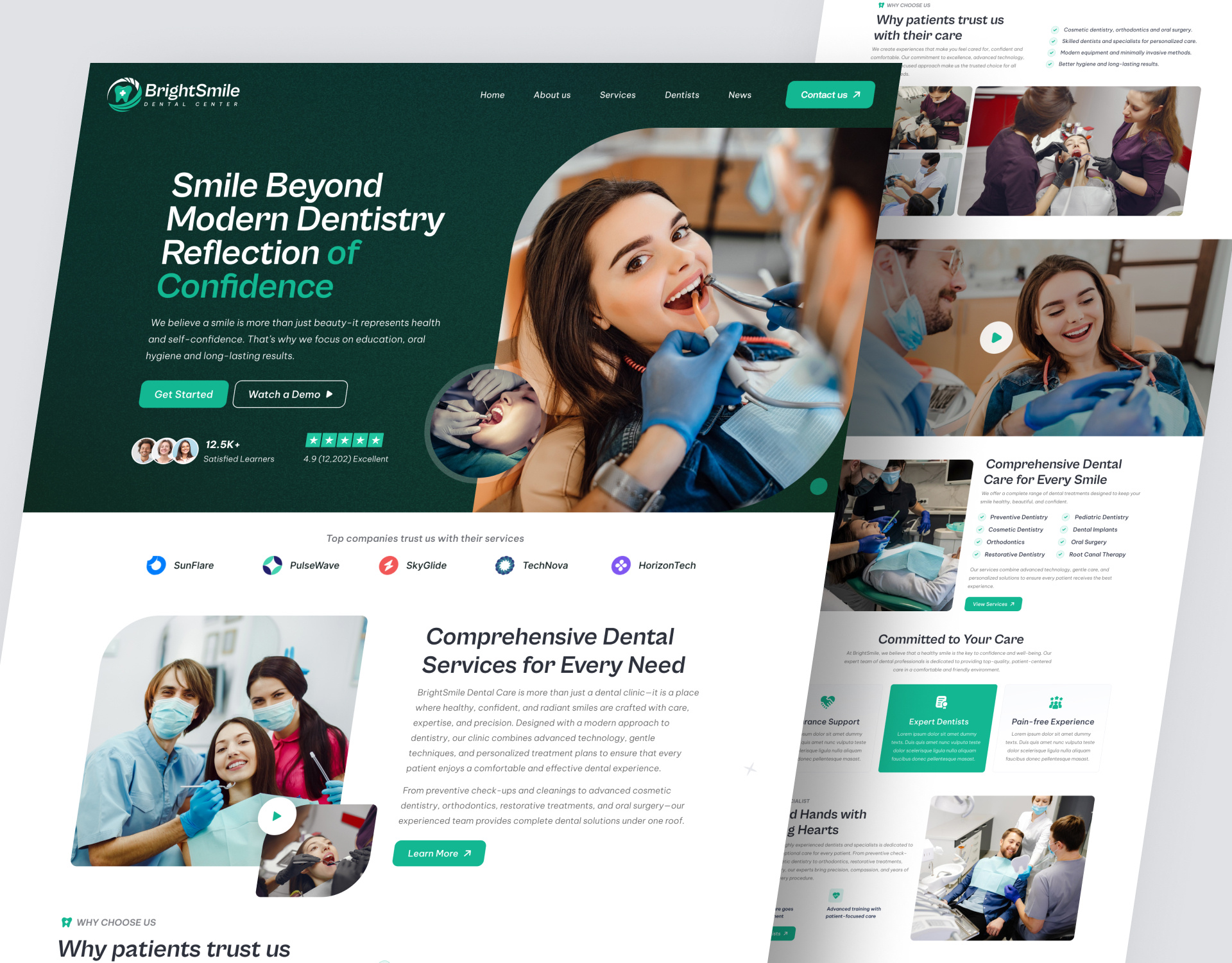 Dental Care Services Clinic Website Landing Page appointment website cosmetic dentistry dental care website dental clinic branding dental services website dental technology dental website design dentist website doctor website health wellness healthcare branding healthcare social media hospital website medical services medical uiux design medical website design oral surgery website preventive dental care website landing page website ui ux design