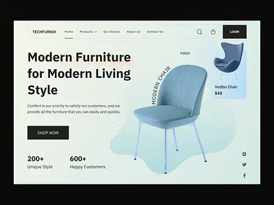 Furniture Landing Page 3d animation branding design furniture landing page graphic design illustration logo mobile app design mobileapp modern furniture app ui modern furniture website design motion graphics tecorb ui userinterface ux vector website design