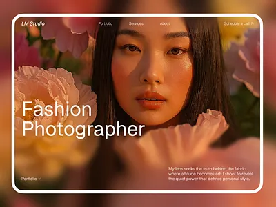 Portfolio website hero section ai branding clean design fashion photographer portfolio simple design studio ui ux web website