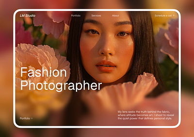 Portfolio website hero section ai branding clean design fashion photographer portfolio simple design studio ui ux web website