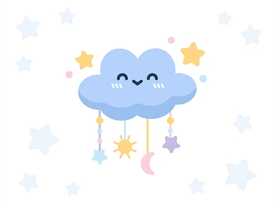 Baby Cloud baby branding carousel cartoon character children cloud dreams feminine flat illustration kawaii kids logo mascot maternity moon newborn sleeping sun