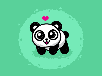 Baby Panda adorable animal asian baby branding cartoon character children cub cute flat funny illustration kawaii kids logo mascot outline panda saint valentines day