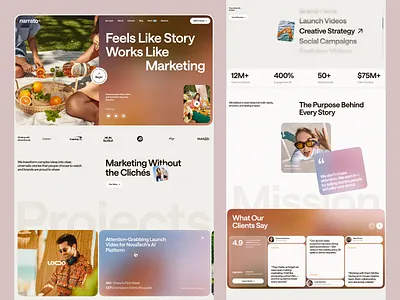 SaaS Marketing Website UI/UX Design for Storytelling Brand b2b saas creative agency design design system digital branding figma landing page marketing website product design responsive design saas saas design saas ui saas ux saas website storytelling design ui design user interface ux design web design website redesign