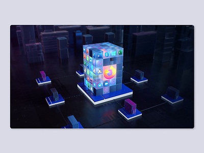 Software cubes 3d after effects animation c4d cinema 4d colorful glass crypto cyber punk colors cyber tech glass glow microsoft design motion graphics pink purple software software company