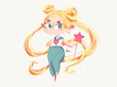 SAILOR MOON art illustration design artists baby color creative face girl graphics illustration moon nice procreate sailormoon yellowe