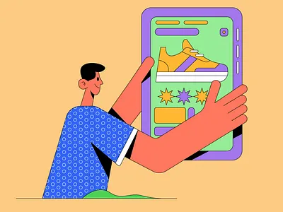 Enjoying the fun of online shopping on a mobile phone cleanlines ecommerce graphicdesign illustration mobileapp onlineshopping vectorart