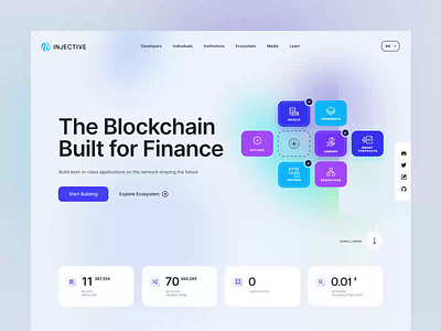 Injective.com app blockchain btc crypto cryptocurrency dapp defi eth finance landing page token trading ui ux web3 website