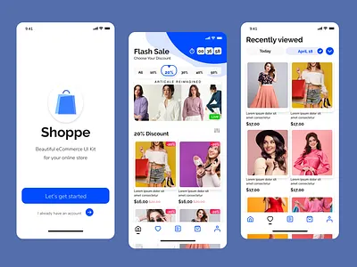 Shoppe – Modern eCommerce Mobile App android app app concept app exploration app interface clean ui daily ui ecommerce app fashion app ios app minimal design mobile app design mobile experience mobile ui kit modern ui online store product design prototype design shopping app ui design ux design