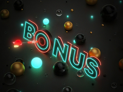 3D illustration for bets 3d 3d illustration 3d letters 3d text bet bets betting c4d cinema 4d glow gold green illustration neon spheres yellow