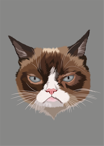 grumpy cat cat catart digitalart grumpy cat illustration pet petart portrait vector