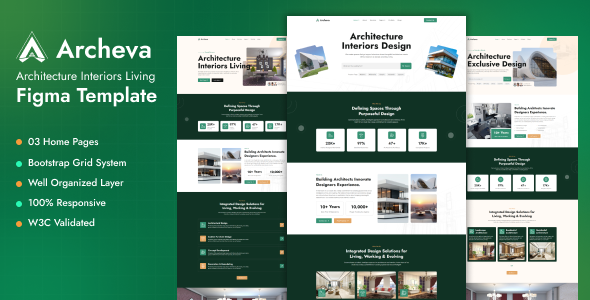 Archeva- Architecture & Interior Figma Template agency branding business figma website graphic design home page landing page real estate ui website