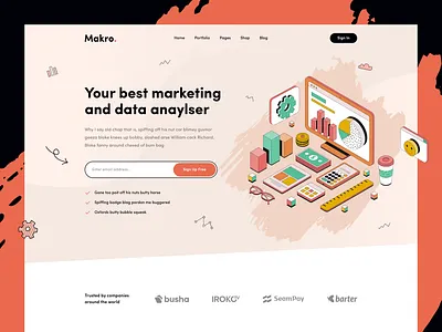Data Analysis Landing Page Demo of Makro clean data analysis data science data scientist figma home demo illustration landing page design ui ui design web design web dev web development wordpress