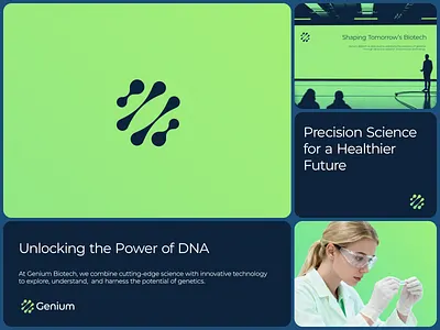 Genium _Brand concept biotech branding designer dna gene genes hilux hire identity illustration investvment logo minimal power research rna science simple tech top