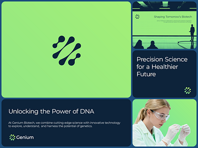 Genium _Brand concept biotech branding designer dna gene genes hilux hire identity illustration investvment logo minimal power research rna science simple tech top