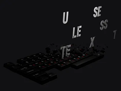 use less 3d blender 3d good luck prompting keyboard poster