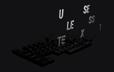 use less 3d blender 3d good luck prompting keyboard poster