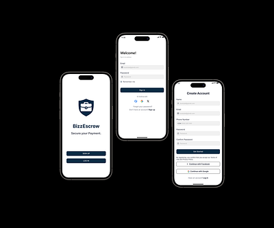 Escrow Login and Sign up page graphic design ui