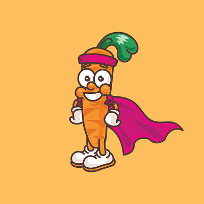Superhero Carrot Vector Mascot – Cute Cartoon Character art carrot character draw drawing illustrator mascot vector vector illustration