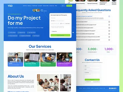 High-Converting Landing Page for Student Project Assistance cleanui conversiondesign cro educationplatform landingpage responsivedesign studentservices trustdesign uiuxcasestudy uxuidesign webdesign