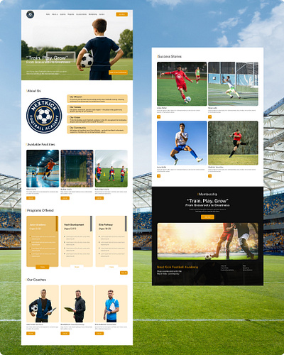 NextKick Football Academy (A website for Football Academy) design football game messi ronaldo soccer sports stadium uiux ux research web design website