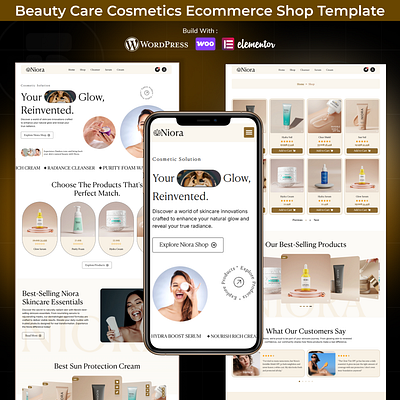 Niora – Skincare E-commerce Website Template UI/UX beauty website design cosmetics website creative website ecommerce website landing page design minimal design modern minimal website modern web design online store design products landing page responsive website skin care website ui design ux inispiration website design website inipiration wellness website wordpress website wordpress website design