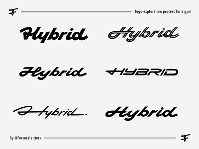Hybrid : logotype exploration authentic bold branding calligraphy custom diverse flow gym hybrid iconic identity lettering logo modern script standout strong type unique
