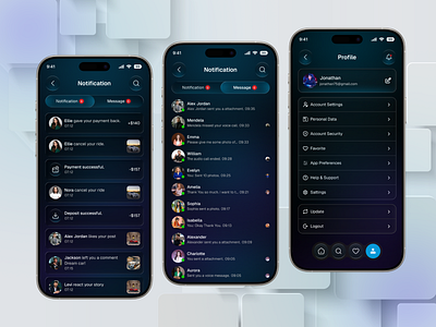 Car Rental Mobile app UI/UX (Notification & Profile Screen) car car rental carrentalapp chat clean ui darkmodedesign darkui design veli message mobileappdesign mordern design notification profile rentalservice seamlesstravel settings ui design uiux ux design uxcasestudy