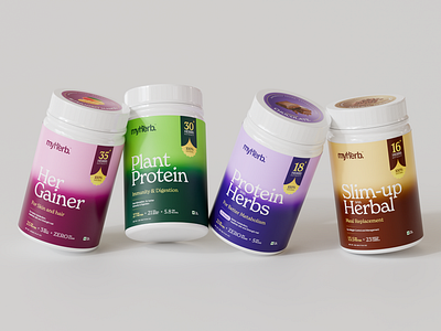 My Herb || Packaging design - Herbal supplement 3d aboxagency digestion health herbal herbs label meal replacement my herb natural packaging protein skin and hair supplement ui wellness