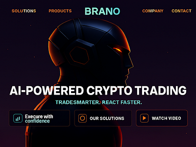 BRANO – Futuristic Branding for AI Crypto Platform ai crypto trading branding crypto platform identity fintech design futuristic branding graphic design robotic illustration typography ui ux