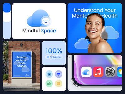 Mindful Space Branding 3d app branding colors design illustration logo mental health mental wellness mindful positivity space trust ui uiux ux web web design website wellness