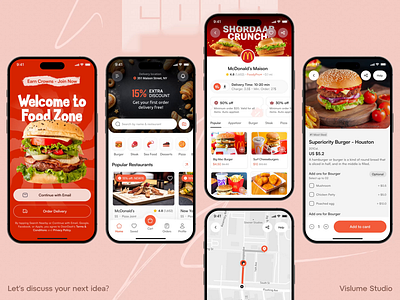 Food Delivery App UI –Complete Journey from Ordering to Delivery app design app onboarding screen branding case study checkout flow delivery tracking ui discount badge design food food delivery app ui food ordering app ios mobile ui map tracking ui menu and add ons ux order status tracking product design promo banner ui restaurant app design restaurant list cards search and filter ui ui design
