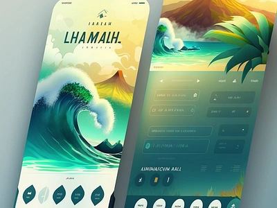 Hawaiian surf app design ai art ai design cuberto design graphic design illustration midjourney midjourney art ui