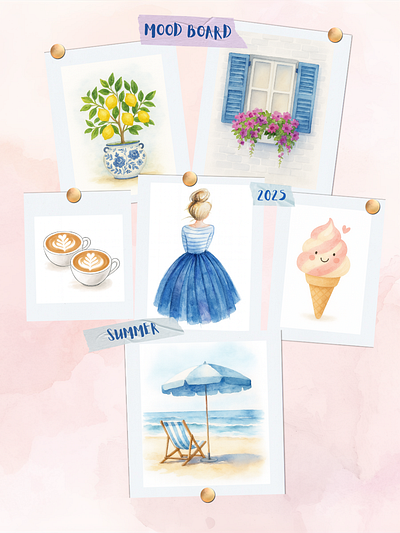 Summer Sketches Mood Board art artwork design digitalart graphic design illustration moodboard post poster sketech socialmedia