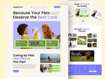 Pet Care Website Design animation best best design graphic design mobile app modern pet petlover ui uiux ux web webdesign website