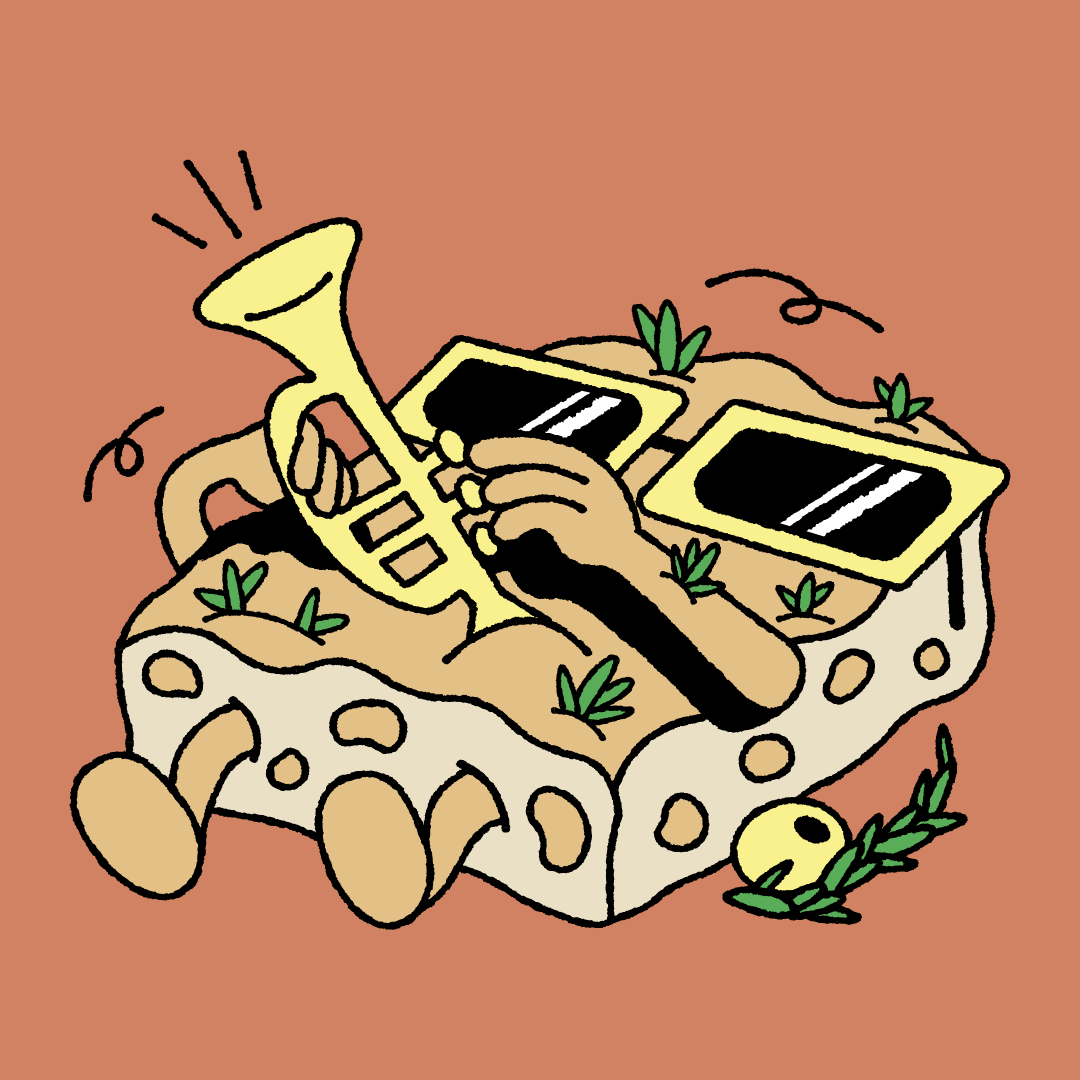 Illustration - Focaccia - Apéro Jazz apero apero jazz branding carton illustration focaccia graphic design illustration jazz jazz design logo logo design