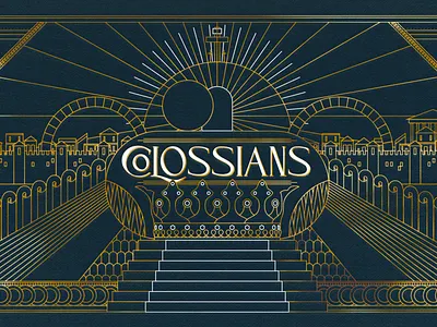 Art Deco Colossians Series art deco branding city cityscape colossians gold foil graphic design historical series design skyline symmetry