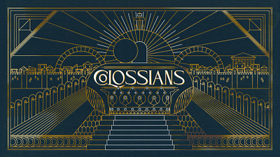 Art Deco Colossians Series art deco branding city cityscape colossians gold foil graphic design historical series design skyline symmetry