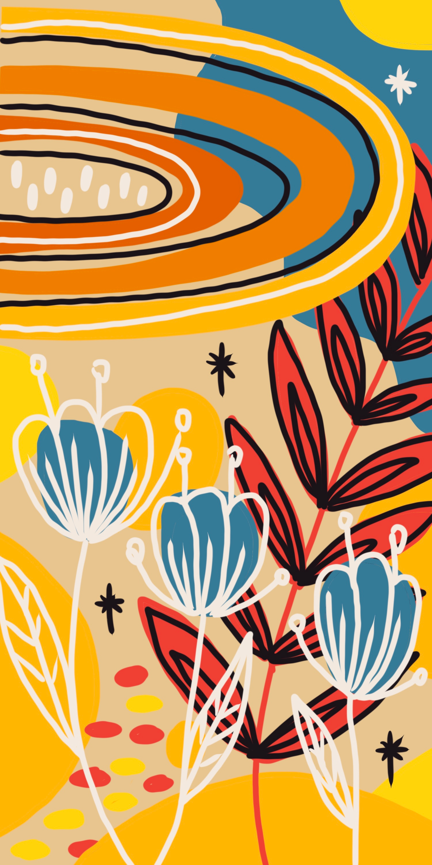 Rainbow Forest abstract drawing flowers illustration landscape layers rainbow