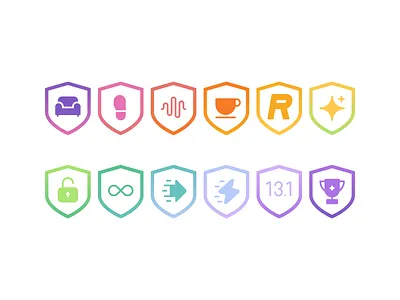 Color badges badge badges couch design foot icon icons illustration lock minimal minimalism minimalist spark trophy ui vector