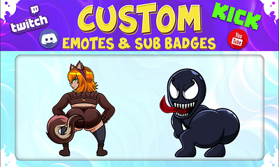 Custom Emotes & Sub Badges design emotes gaming logo illustration logo sub badges twitch